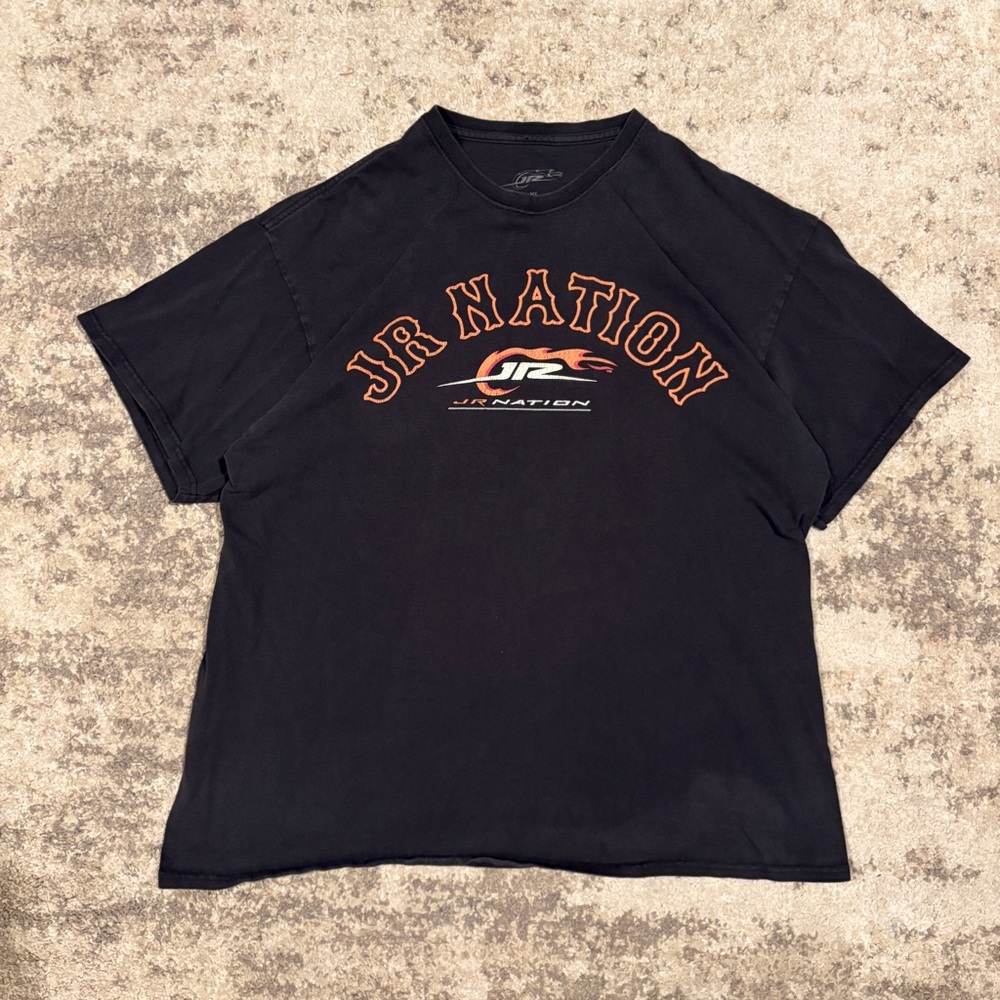 Vintage Y2K Black Orange JR Nation Dale Junior 88 Skull Graphic Mens T-Shirt